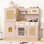 Ensemble de jeu en bois pour enfants, cuisine de jeu avec lumières et sons, cuisine de jouets de style rétro