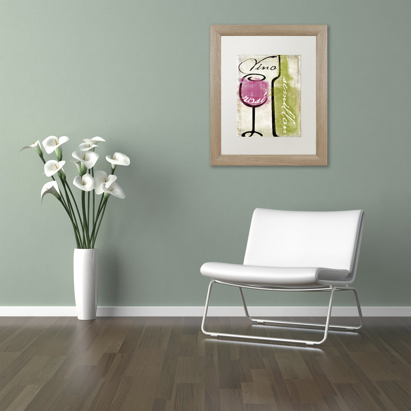 Vertical Framed Canvas Art with Wine Glass and Bottle