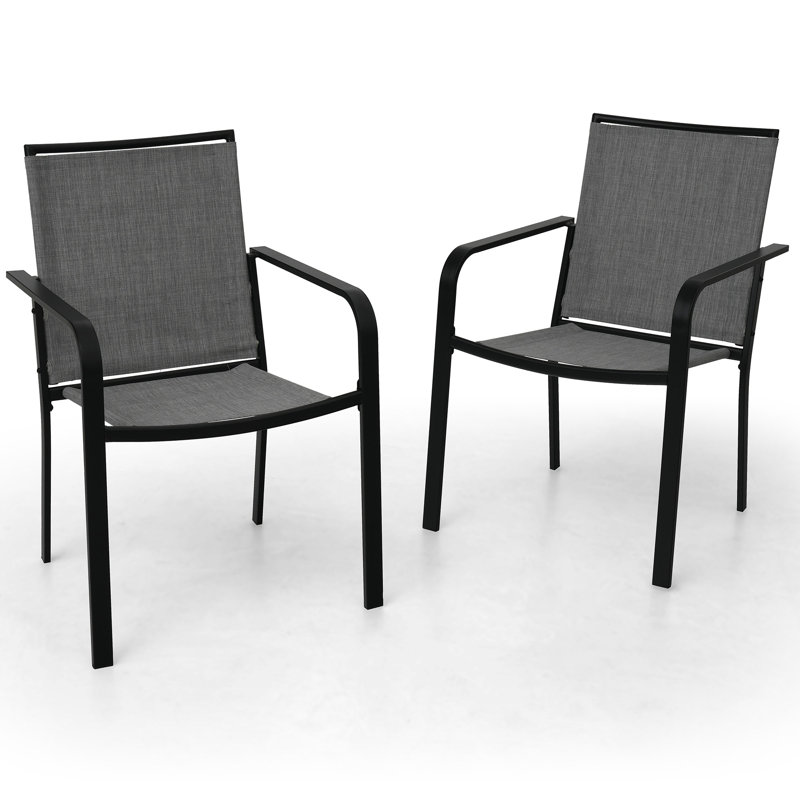 Chaise de salle à manger d'extérieur empilable (ensemble de 2), Gris