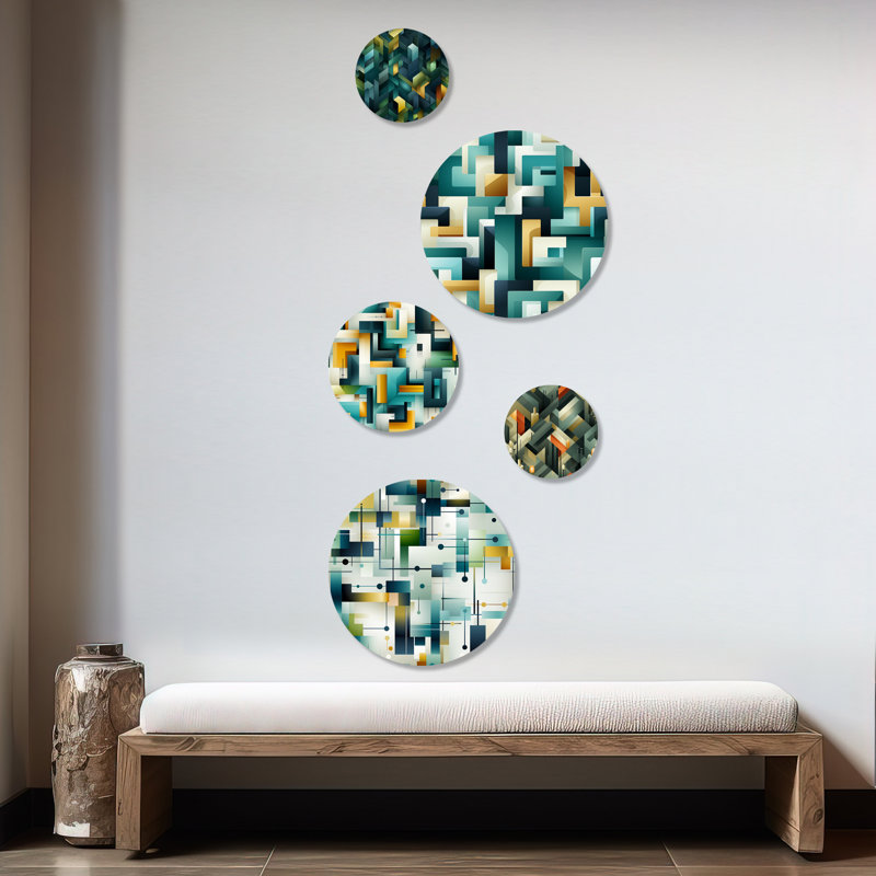 Chonda - ensemble d'art mural moderne géométrique rond de 5