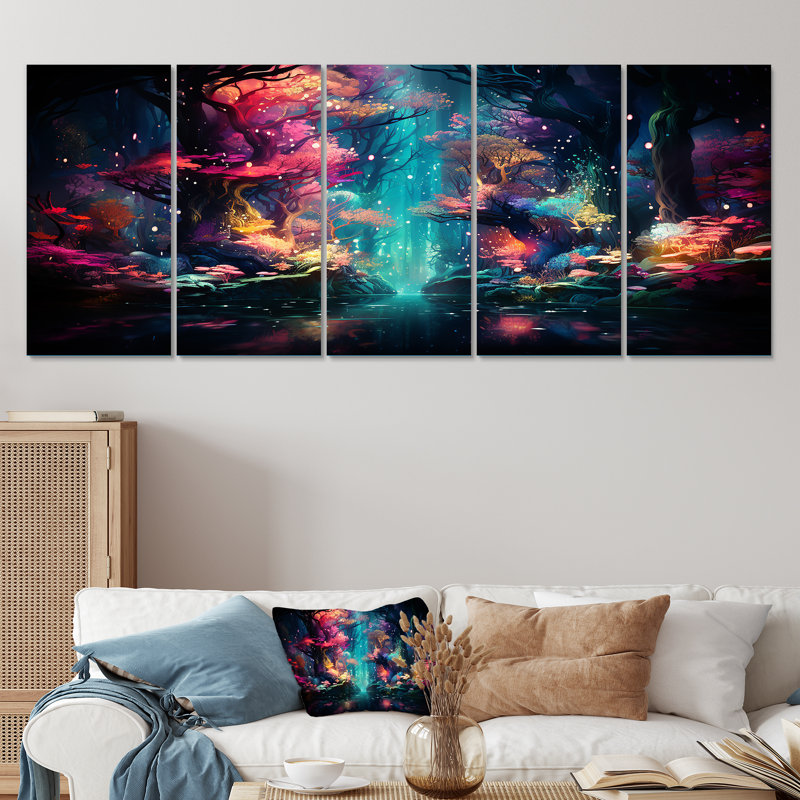 «Life In Coral Reef Paradise III - Coastal Tropical», ensemble d'art mural 5 pièces, H 28 po x l 60 po