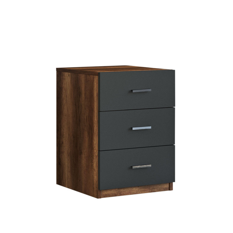 Modern Drawer Unit, Walnut & Anthracite Finish, 17.5 x 24.3 x 18.4 inches | 100% Melamine Coated Particle Board, Thickness: 0.7 inches | Stylish & Functional Storage Solution for Home or Office