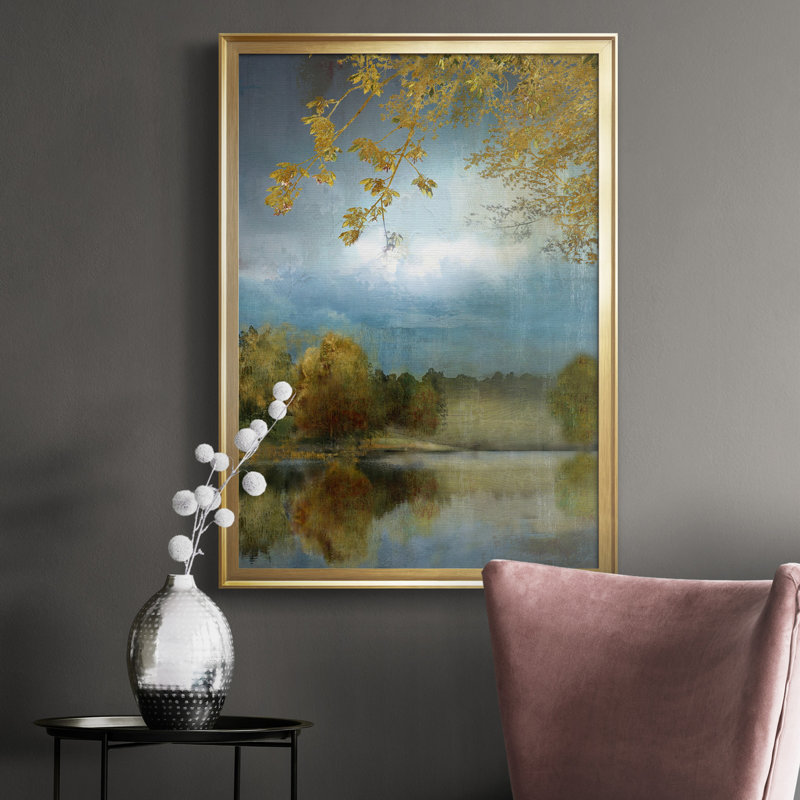 " Golden Leaves " Painting Print, 42.5" H x 30.5" W x 1" D, Gold