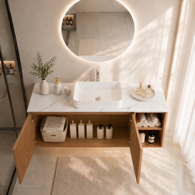 Meuble-lavabo mural simple 36 po avec comptoir en pierre frittée 36 po