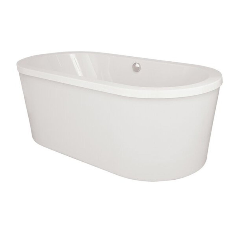 Estee 72'' L Freestanding Soaking Bathtub, Satin Nickel