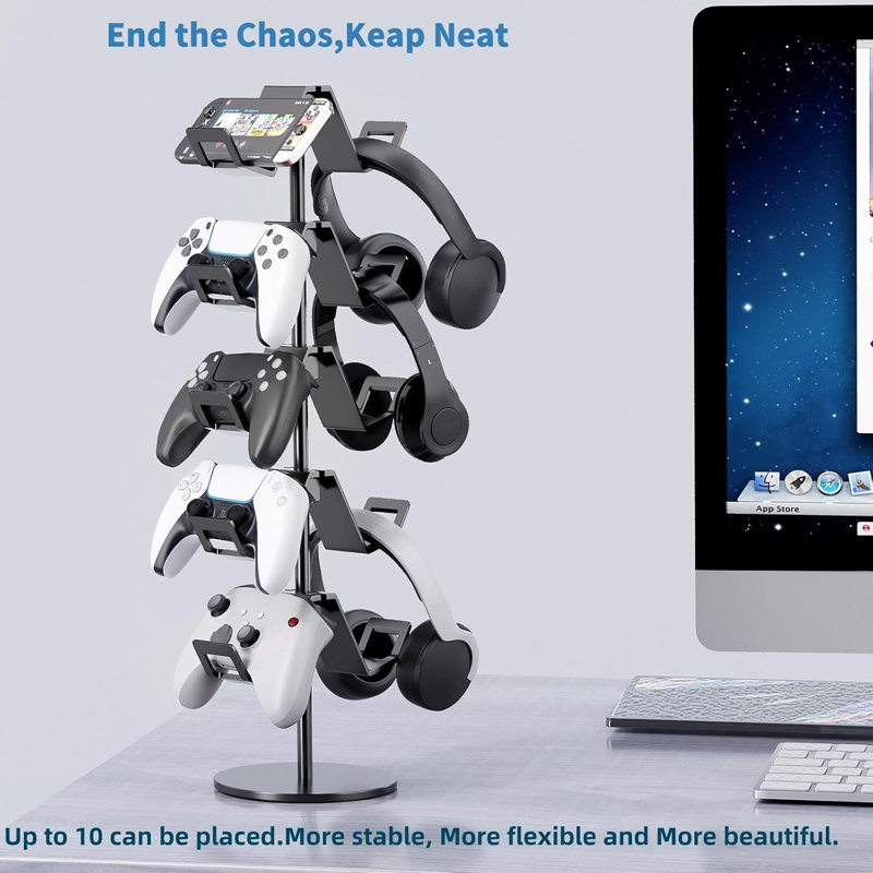 Controller Stand,5 Tier Controller Headphone Holder For Universal Headsets And Controllers,Black,1 Pack