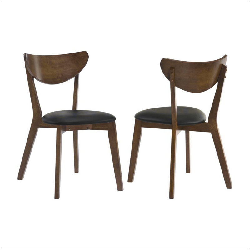 Ensemble de 2 chaises de salle à manger avec siège en similicuir noir