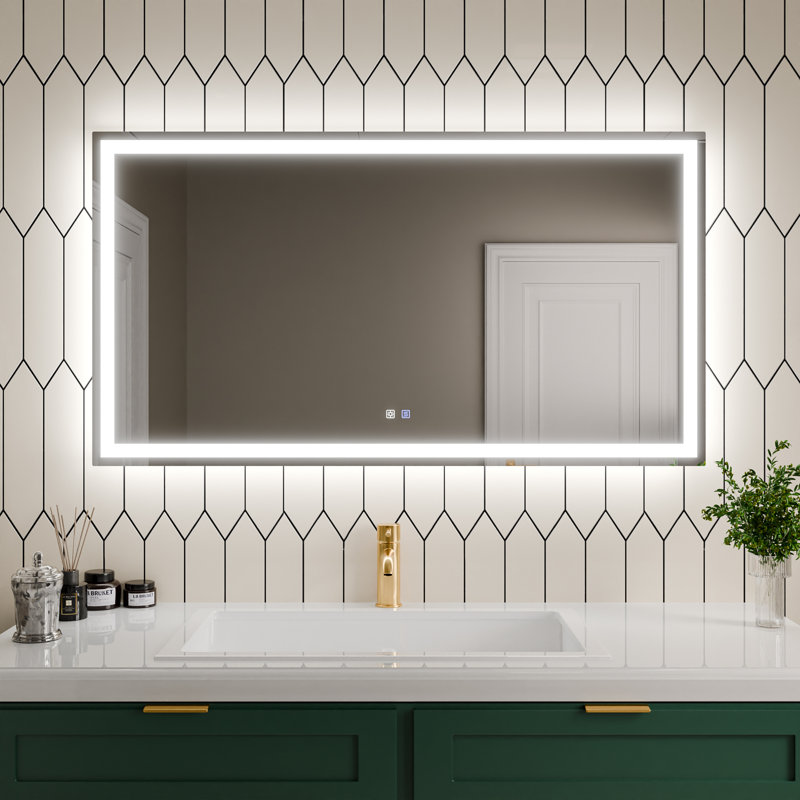Eldur Smart LED Bathroom Mirror - 5000K Color Temperature, Dimmable, Defogging, Memory Function, Rectangle, 30" x 55"