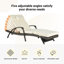 Ensemble de 2 chaises longues d'extérieur en osier avec coussins, chaise longue inclinable en osier