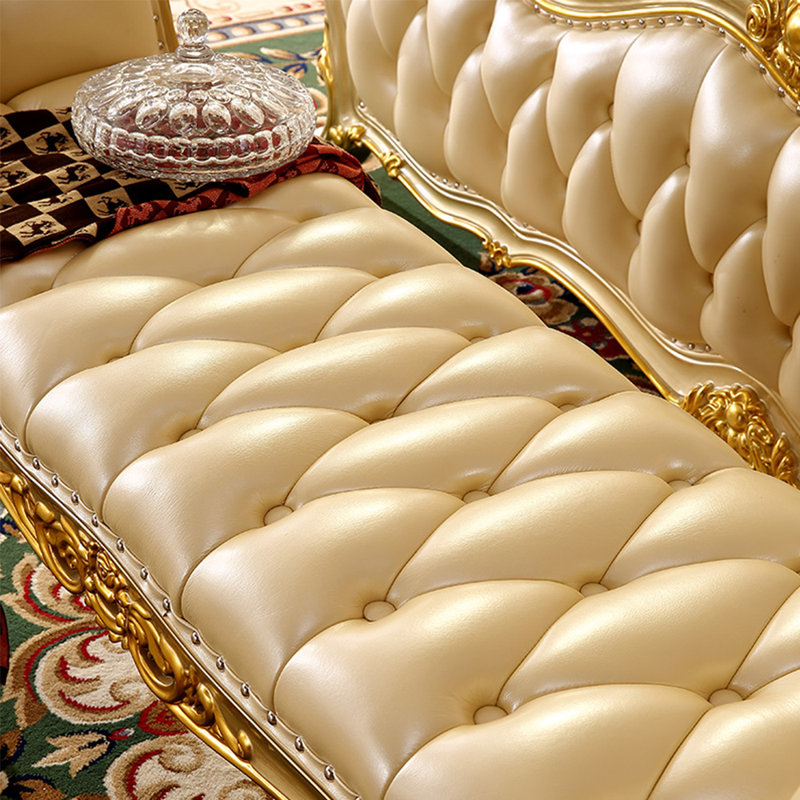 Banc rembourré en cuir véritable de style européen