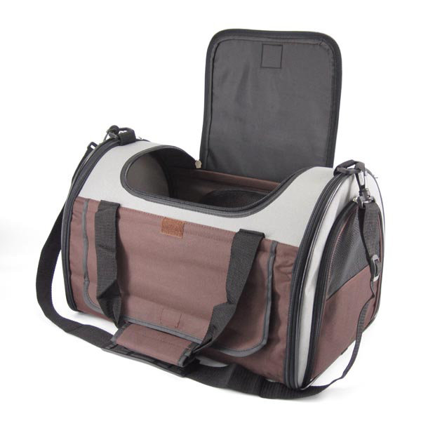 Sac de transport pliant pour animaux "The Dome", Gris/brun, Grand (H 11,5 po x l 11,5 po x P 17,5 po)
