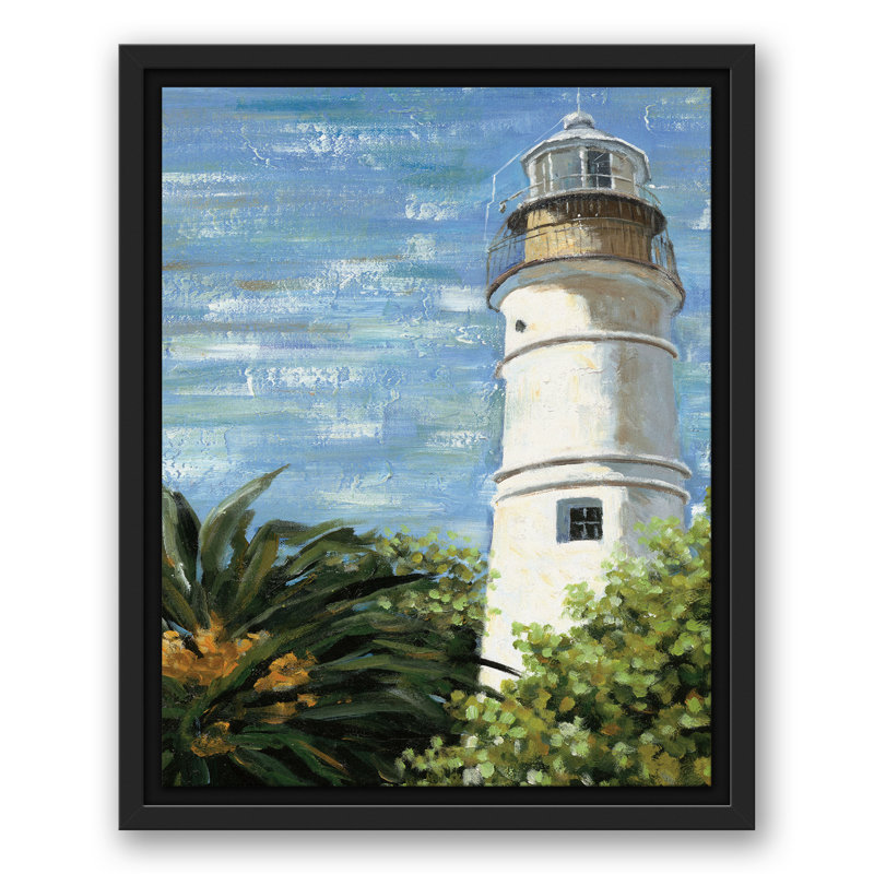 Phare dans le jardin sur toile, H 15,75 po x l 12,75 po x P 1,75 po, Cadre flottant noir