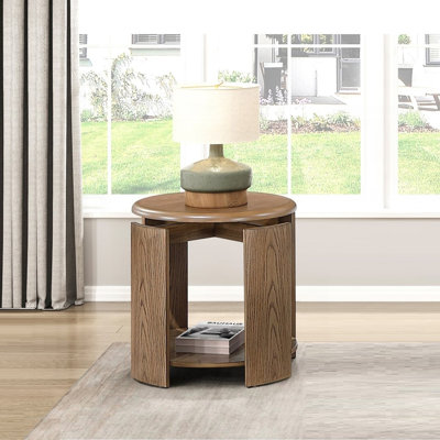 Table de bout ronde brun avec table de bout 1 pièce