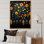Impressions florales orange et bleues - art mural Boho