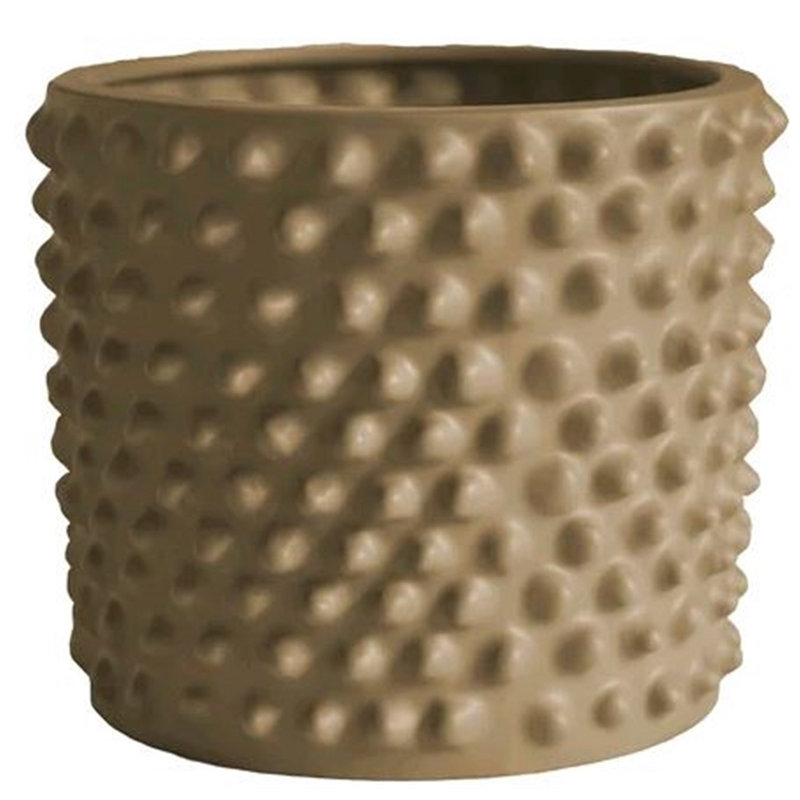 Pot à fleur en céramique Kim, Brun clair, H 14,25 po x l 13 po x P 13 po