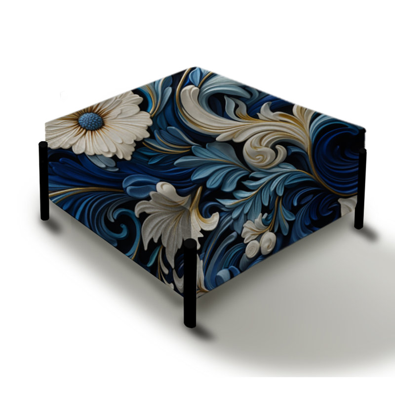Motif victorien à volutes bleues