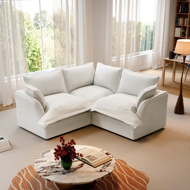  Chanh Modular Sectional Sofa Couch, Cloud Sofa Comfy Down Filled Cushions Sofa for Living Room, Cream