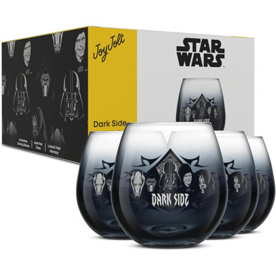 Ensemble de verres à pied sans pied Star Wars, 4 verres de 15 oz, verres à pied Star Wars Le général Grievous Kylo Ren, Dark Vador, empereur Palpatine et Dark Maul, Star Wars Merch