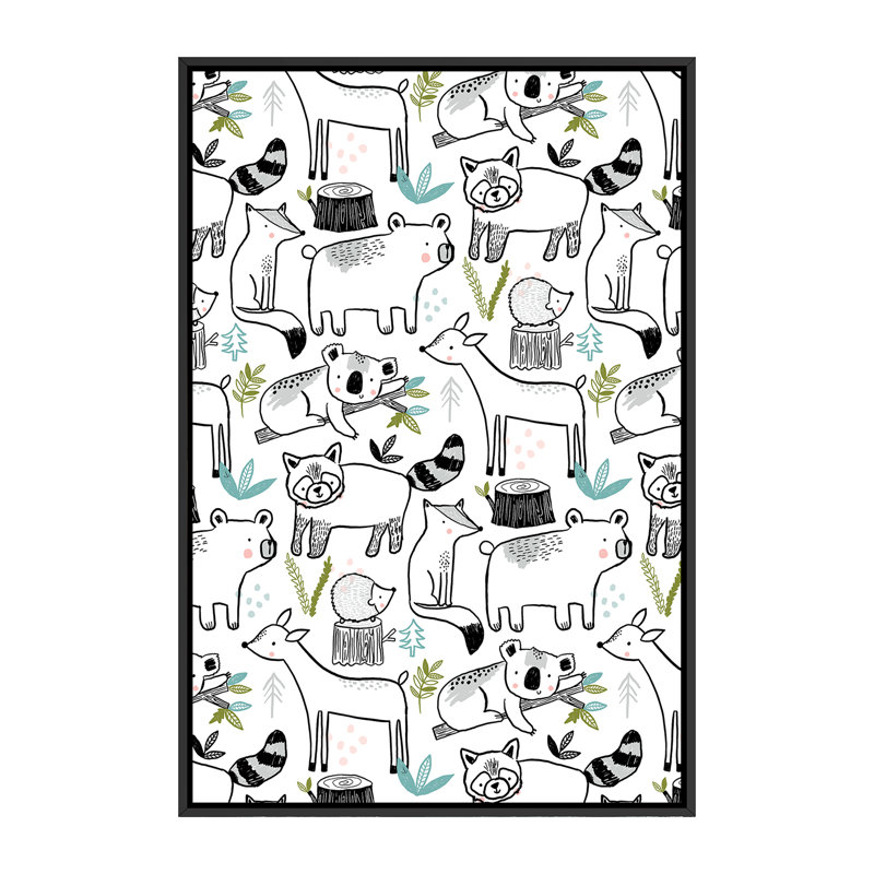 «Everyday Inky Critter I» par Lisa Barlow - impression d'art graphique, H 60 po x l 40po x P 1,5 po, Toile avec cadre noir