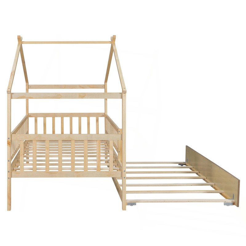 Lit en bois avec lit gigogne simple