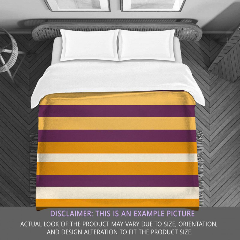 Striped Comforter, Twin Extra Long Comforter, Gold/Purple