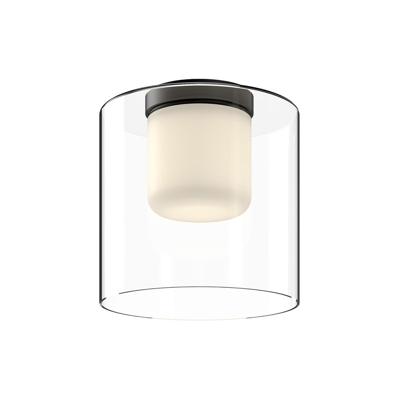 Plafonnier encastré en bouleau à DEL, H 9,88 po x l 9,5 po x P 9,5 po, Noir / transparent