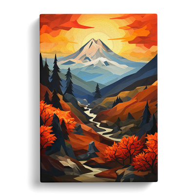 Japanese Mountains Cubism - Print