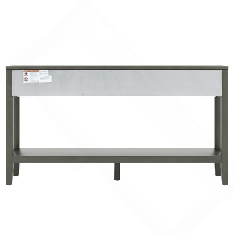 Console avec tablette inférieure et 3 tiroirs, Gris