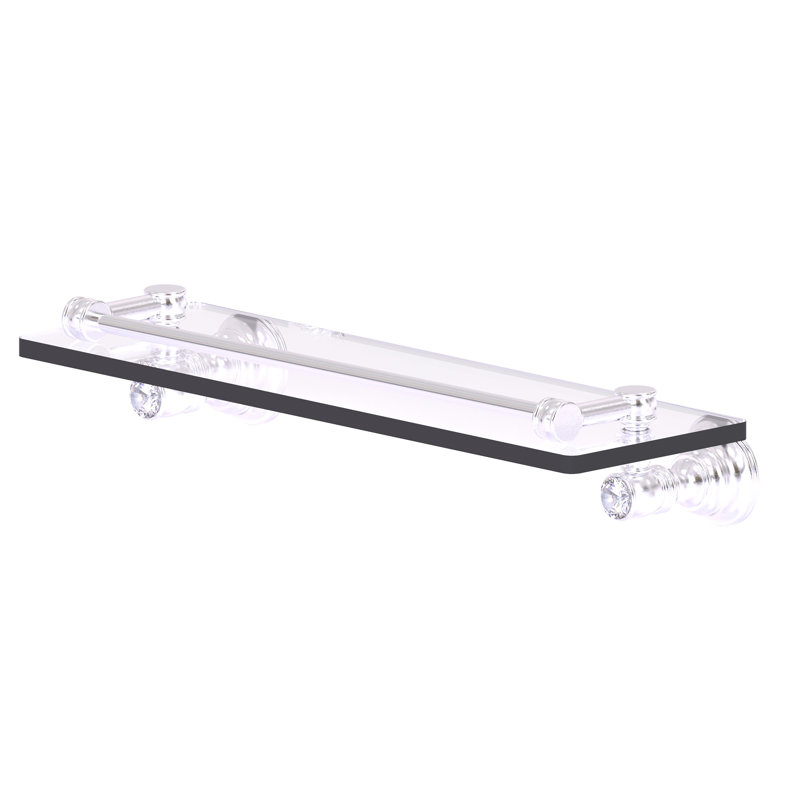 Étagère murale en verre de cristal Freyja, Chrome satiné, H 3,3 po x l 16 po x P 5,54 po