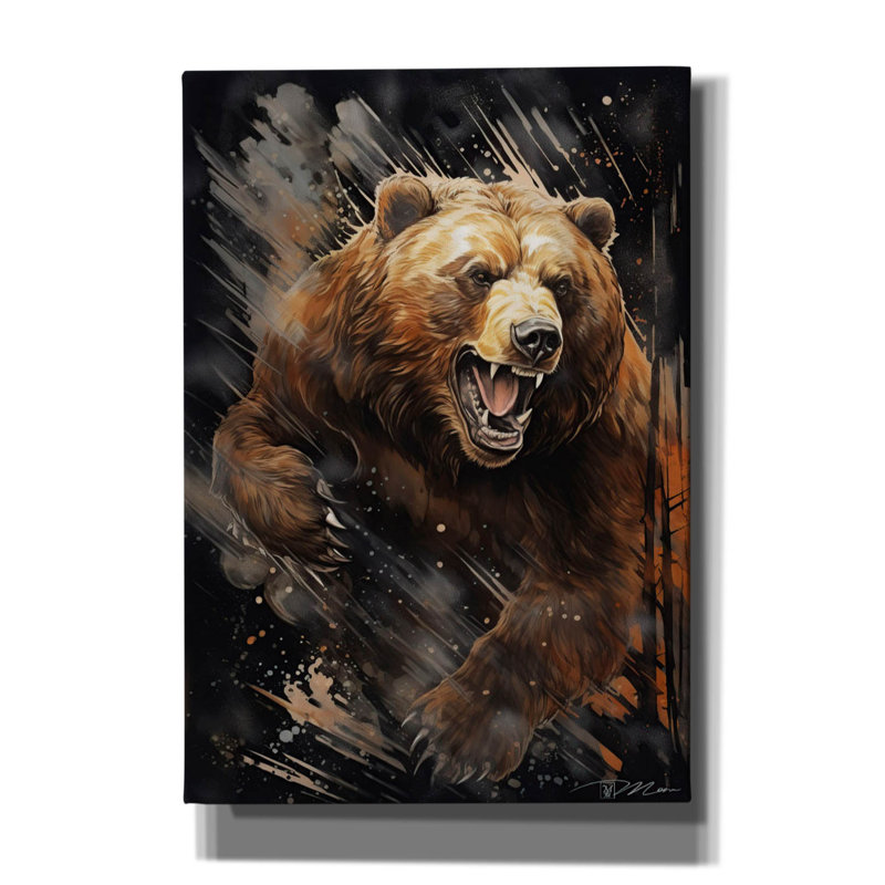 «Grizzly Bear» par Momart, art mural sur toile, H 26 po x l 18 po x P 0,75 po
