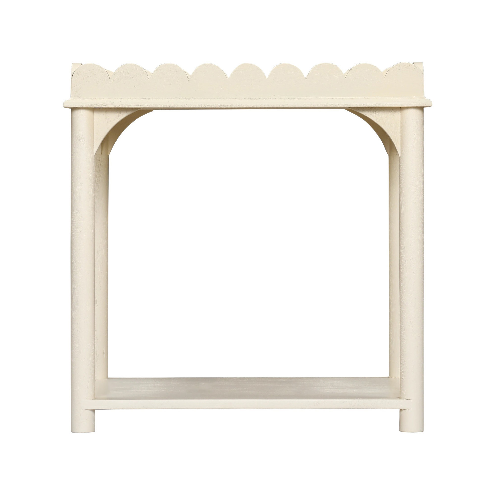 Madeline Scalloped Rectangle Side Table, White