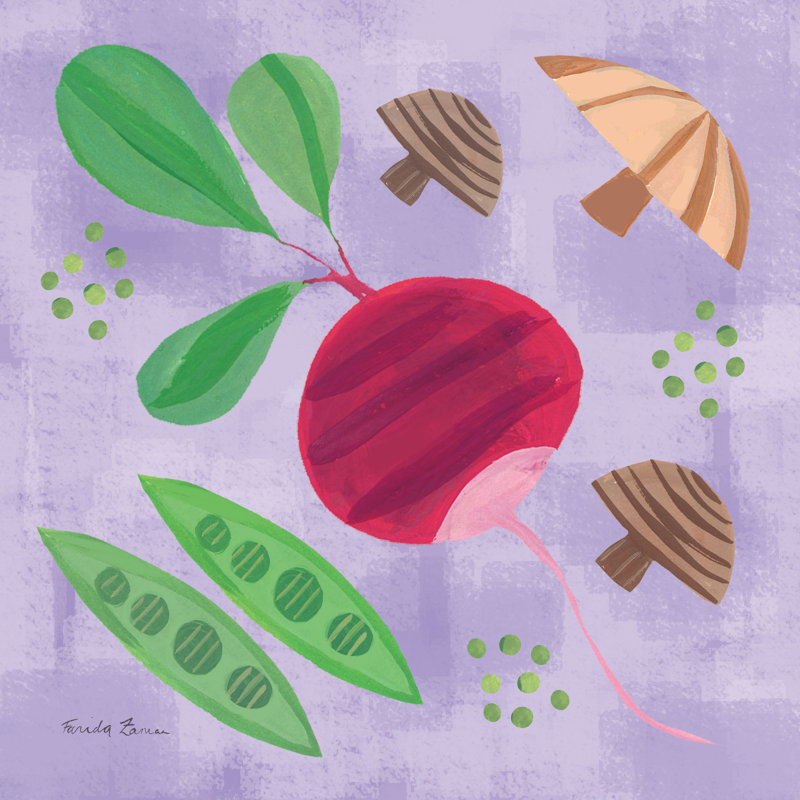 Veggie Time III by Farida Zaman - Wrapped Canvas Painting, 30cm H x 30cm W