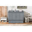 Grand lit gris installé avec un grand espace de tiroir et une capacité suffisante-730683701-730683696