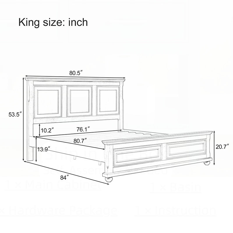 Structure de lit robuste en pin avec cadre décoratif et assemblage facile, aucun sommier requis, Brun