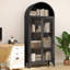 73.6" Arched Metal Storage Display Cabinet with Adjustable Shelves and Glass Doors-1097612521