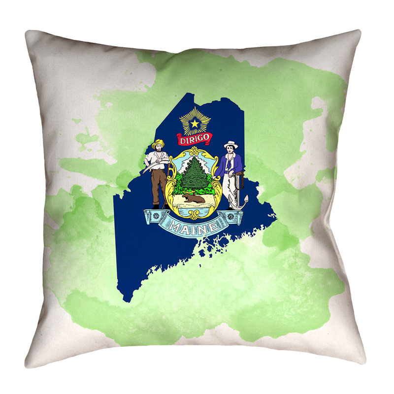 Housse de coussin Katelyn Smith Maine State, 18 po x 18 po, Vert / bleu