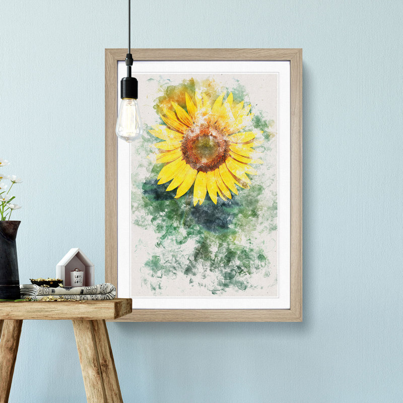 The Sunflower - Single Picture Frame Print on MDF, 45cm H x 33cm W x 2cm D, Oak Framed