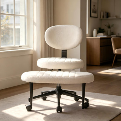 Fauteuil de bureau en velours sans accoudoirs
