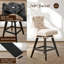 Ensemble de tabouret de bar pivotant avec structure en bois, beige-819482162