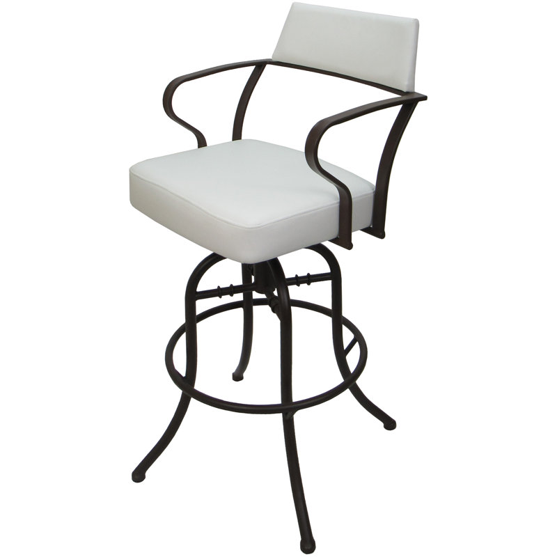 Tabouret de comptoir pivotant 26 po Chiyomi, Vinyle - siège blanc / structure brune