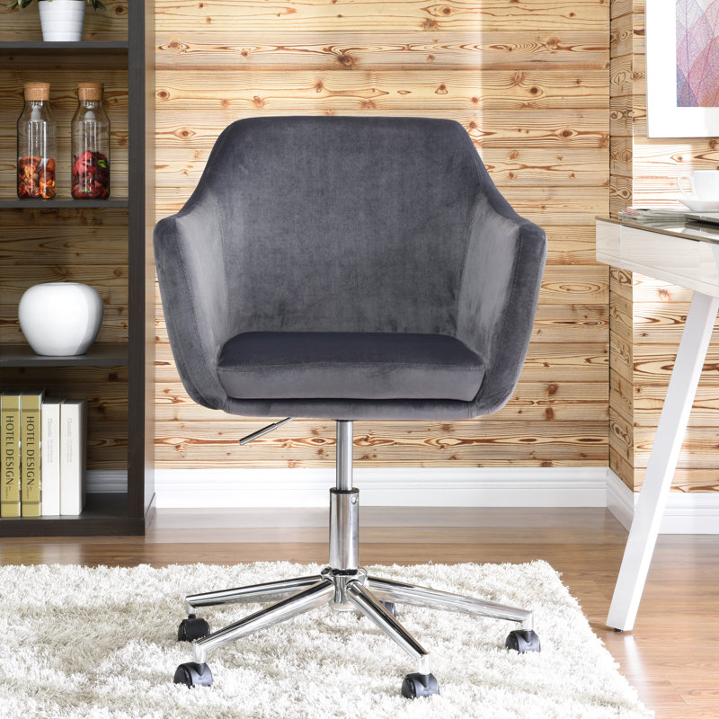 Chaise de bureau Noell, Velours gris