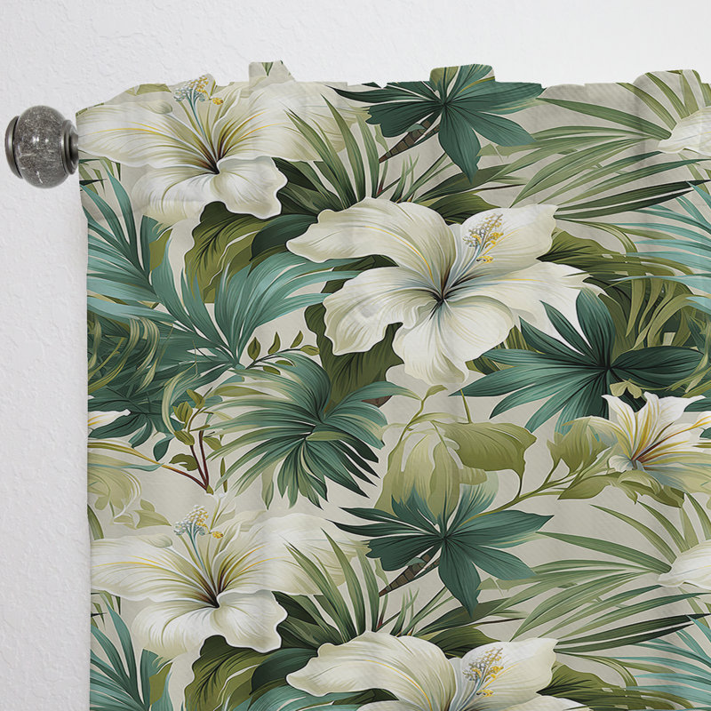 Motif tropical discret II - Rideau floral - Velours obscurcissant - 1 panneau, L 52 po x L 90 po