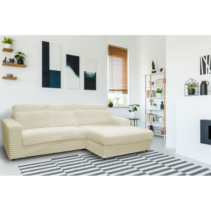 Nicodem 3 Seater Corner Sofa , Right facing, Cream