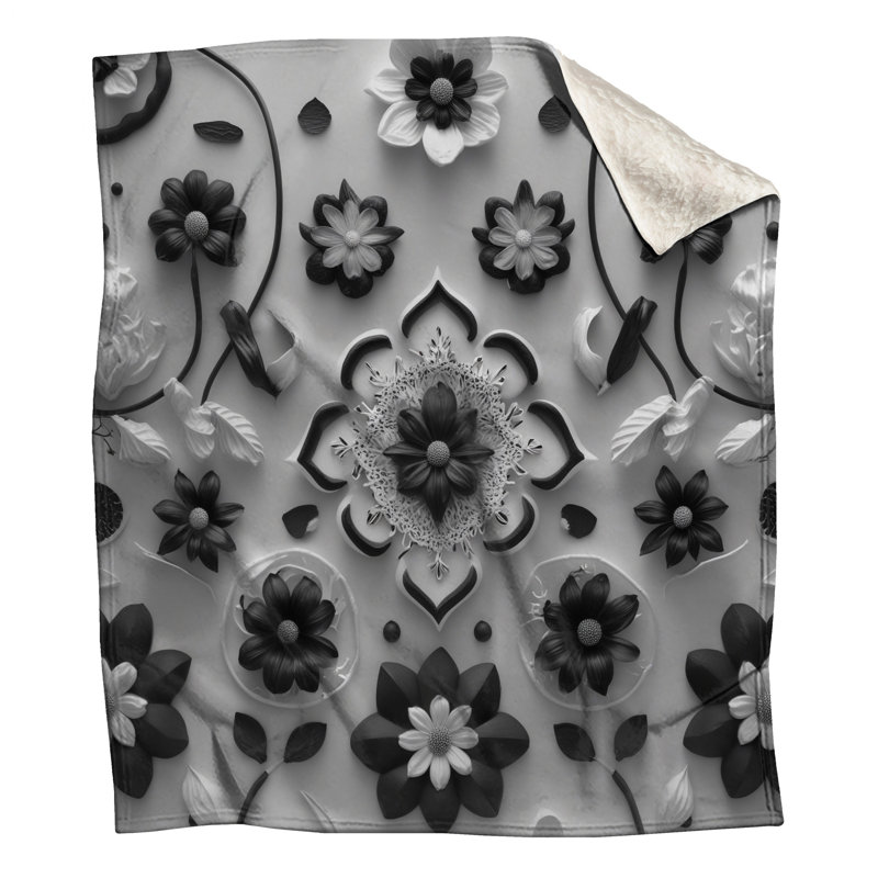 Couvertures d'arrangement floral noir, L 50 po x H 60 po