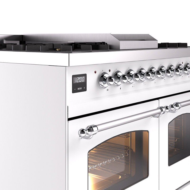 ILVE Nostalgie II 40 in Dual Fuel Range, Liquid Propane, Glossy Black/Chrome