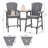 HDPE Tall Outdoor Adirondack Chair Set with DoubleRemovable Trays in Gray