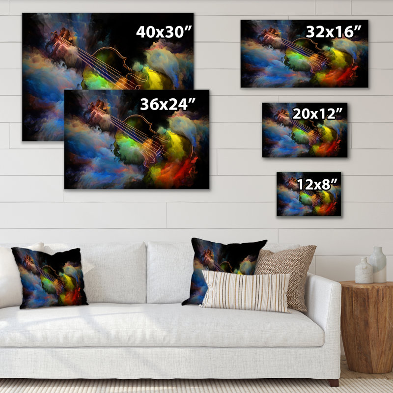 Colourful Abstract Guitar Illustration Ii - on, 16" H x 32" W x 1" D