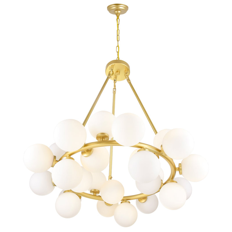 Lustre 26 po pour salle à manger, chambre à coucher - conception céleste 25 lumières avec base d'ampoule G9 - Compatible avec DEL, globes en verre givré - Certifié BACL