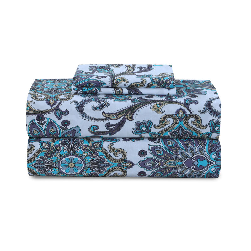 Ensemble de draps en percale 100% coton à densité de tissage 300 fils Beardstown, Très grand, Turquoise