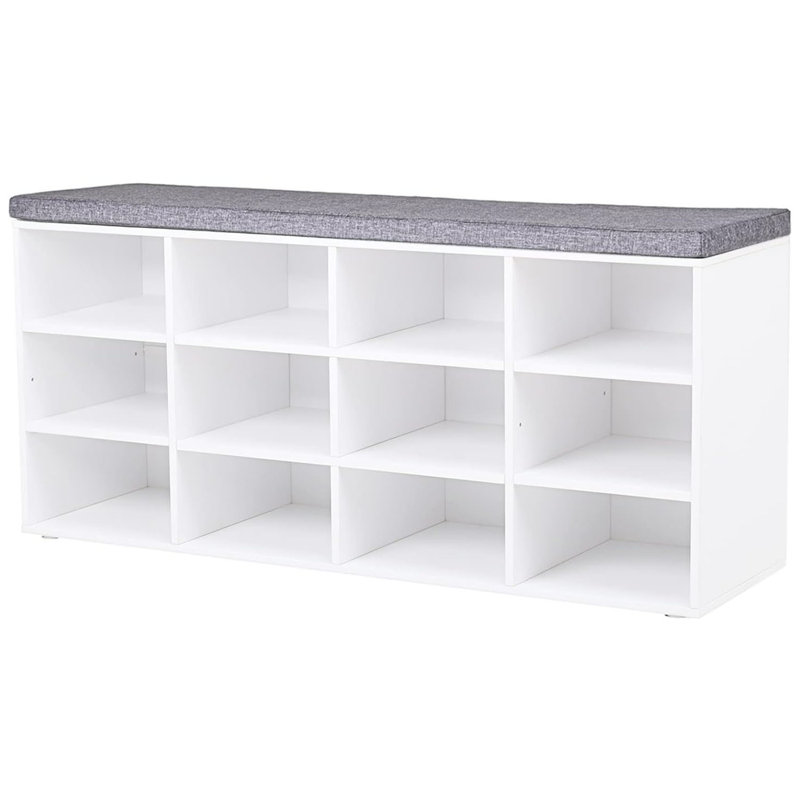 Upholstered Storage Bench, White